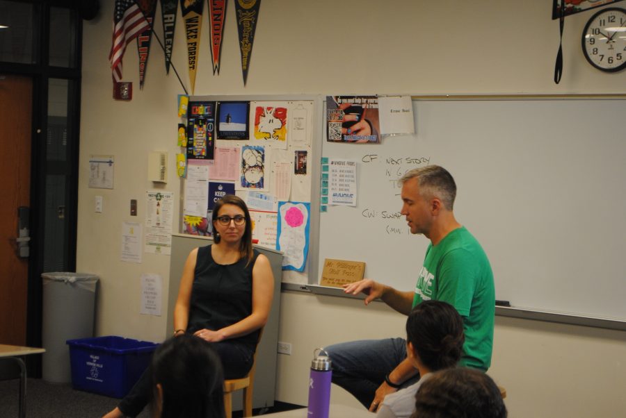 Alumni Jessica Chiarella talks with Mr.Currys third period class. 