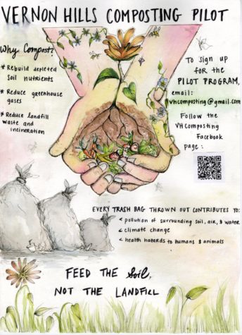 This is a poster illustrated by Sneha Akurati that promotes the new composting program.
