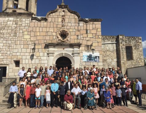Marin and her family standing in front of a Parroquia Santo Tomas Church in Mexico.