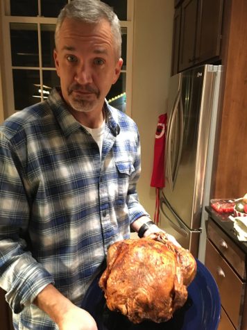 Curry displays his freshly air fried turkey from his holiday festivities.