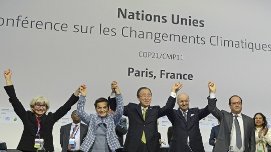 COP21 leaders celebrating their success.