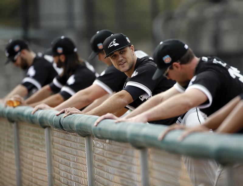 White Sox players stretch before a workout at Camelback Ranch in Glendale, Arizona. 