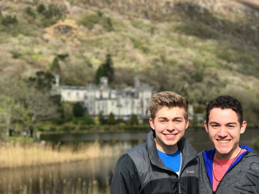 Spencer Moffat (12)  and Guilherme Vazamin (12) at the Kylemore Abbey in Connemara, Co. Galway.
