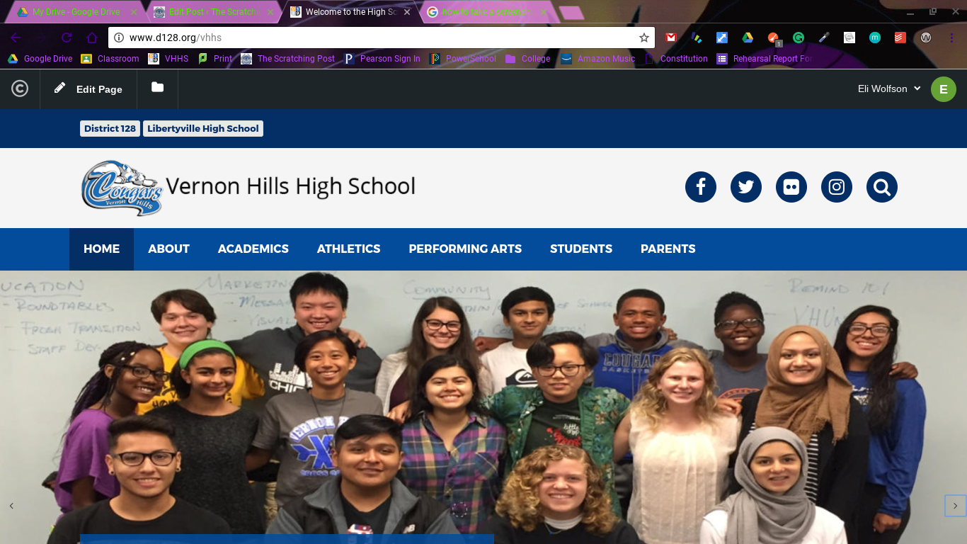 Picture of the new school website