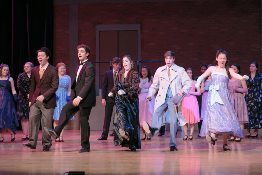 The cast of Curtains are currently performing the song Show People from the musical. Included in the picture are three of the leads, Mackenzie Furlett (10), Adam Lawdan (12), and Sari Gluck (10)