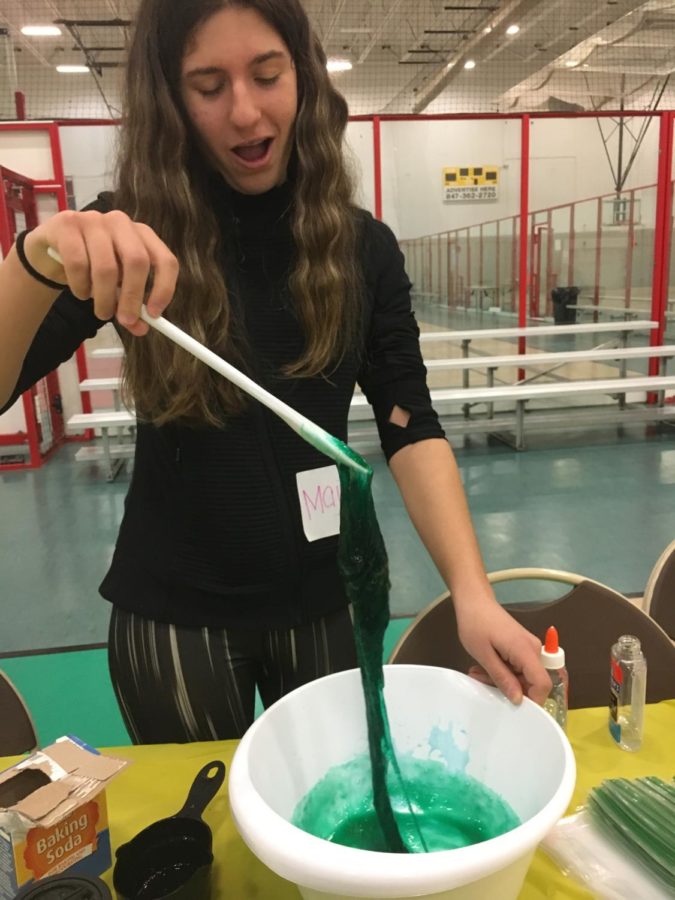Maja Mirjanic (9) successfully makes slime for today’s Special Recreation Association of Central Lake County Field Day.