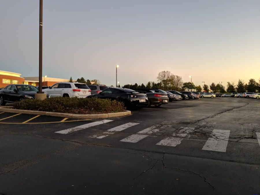 This is a photo of the Senior Parking Lot at Vernon Hills High School