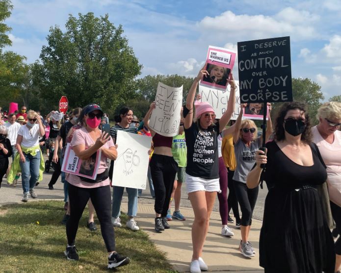 Protesters gather to advocate for abortion rights in Lake County.