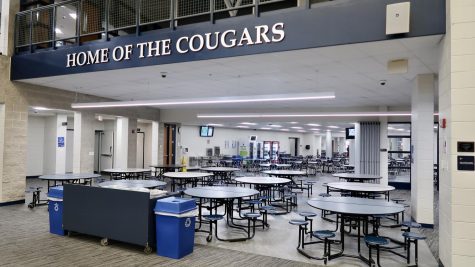 The Vernon Hills High School cafeteria empty during second period.