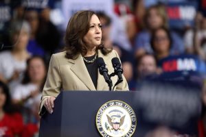 VP Kamala Harris gives a speech at campaign event in Glendale, Arizona.