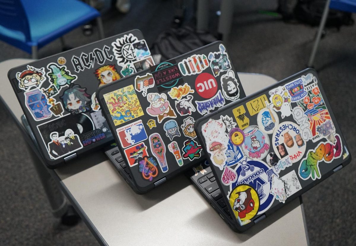 Students personalize their Chromebooks with Stickers